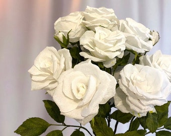 White Faux Roses, Forever flowers, Anniversary gift, Wedding, Romantic Roses, Flowers for Special Occasions
