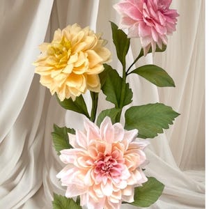 Dahlia, Handcrafted from crepe paper, life like flowers. Crepe Paper Handmade  Botanical Flowers,
