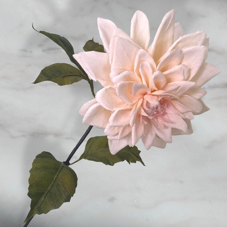 Crepe Paper Dahlia, Handmade Botanical Flowers, Faux Paper Flower, Unique, Dahlia, Keepsake, Indoor Decor, Gift image 5