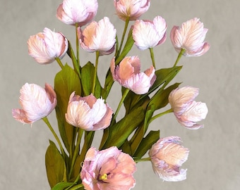Handmade Crepe Paper Parrot Tulip Bouquet: Forever Flower Arrangement