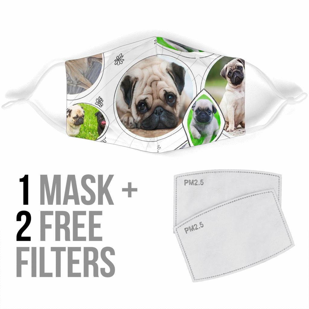 Cute Pug Print Face Mask Custom Mask Handmade Mask Pet Etsy