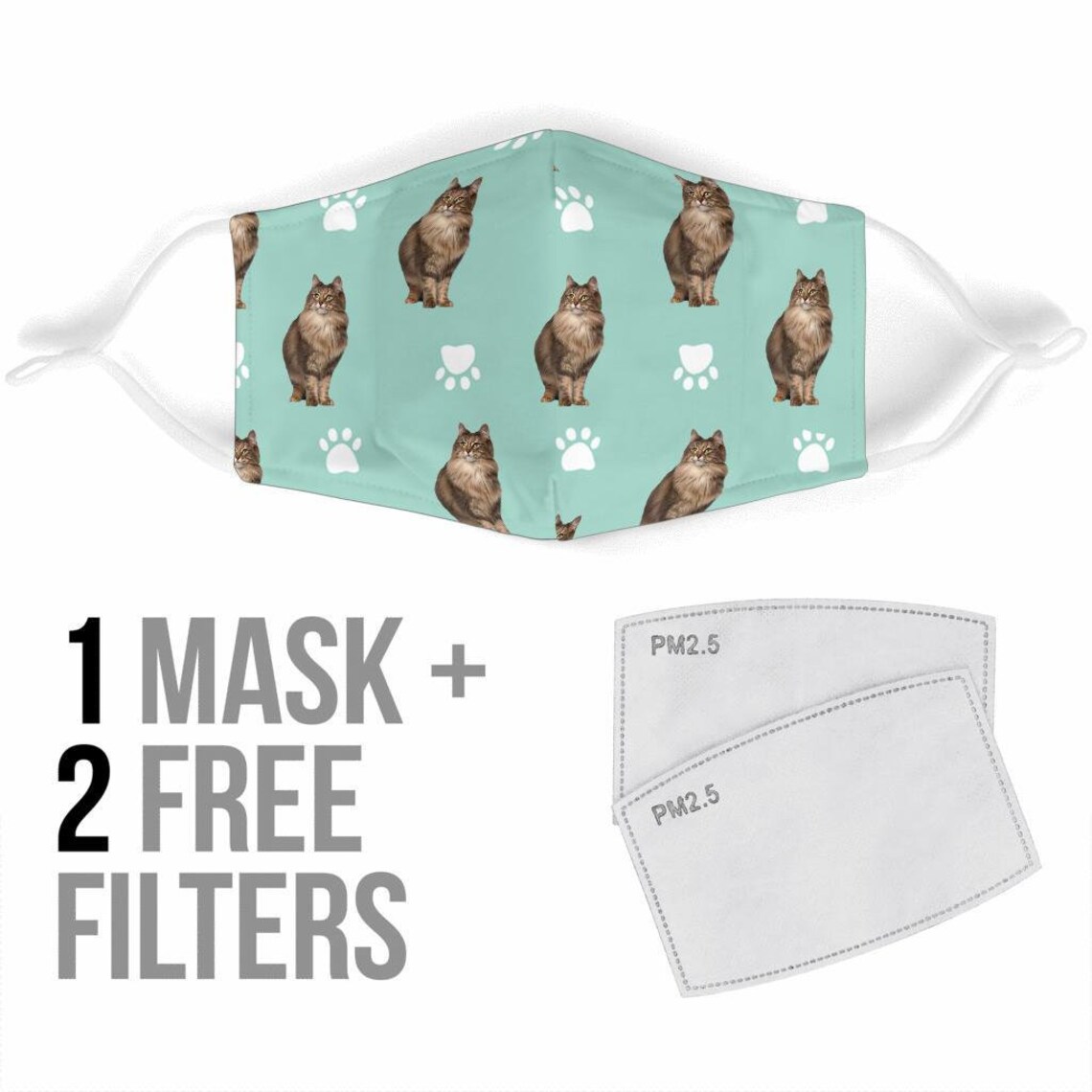 Norwegian Forest Cat Patterns Print Face Mask Custom Mask | Etsy