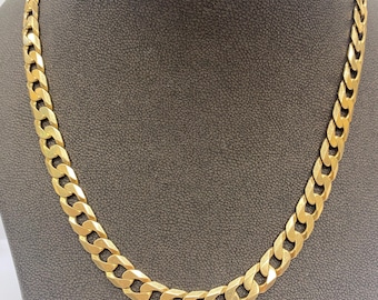 9ct Vintage Yellow Gold Solid 20 Inch Curb Chain - 59.3 Grams (10mm)
