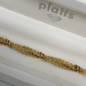 9ct solid yellow gold plaited ladies bracelet