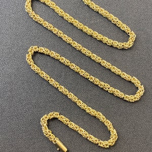 9carat yellow gold Solid 4 sided 24” Byzantine chain