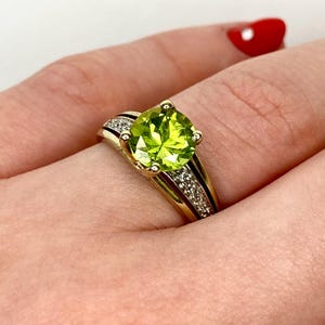 9ct Vintage Yellow Gold Brilliant Cut Peridot & Natural Diamond Ladies  Dress Ring  August Birthstone - Etsy