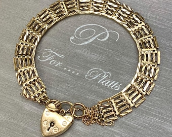 9ct Vintage Yellow Gold Ladies 5 Bar Gate Link Bracelet