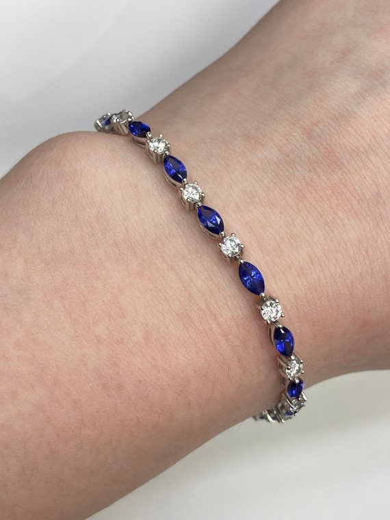9ct White Gold Ladies Sapphire and Diamond Bracelet 1.00ct diamonds Etsy Finland