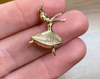 Charm/pendentif ballerine vintage en or jaune 9 carats