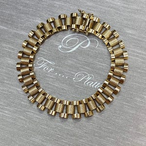 9 Karat Vintage Unisex Gelbgold Rochester Armband • 10.5 Zoll • 10 mm • 14.45 Gramm
