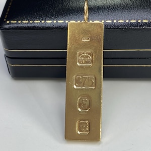 9ct Solid Yellow Gold Vintage English London Hallmarked Ingot Circa 1979 - 15.5 Grams