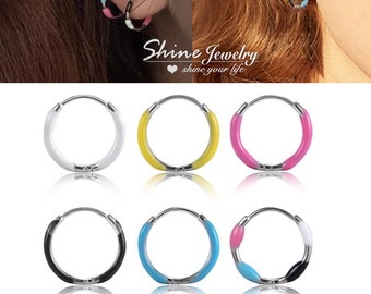 20g, 10mm Hinged Segment Ring Hoop, Pink Blue Black White Yellow Colorful Hoop Clicker Ring, Ear Nose Cartilage Helix Septum Hoop Piercing