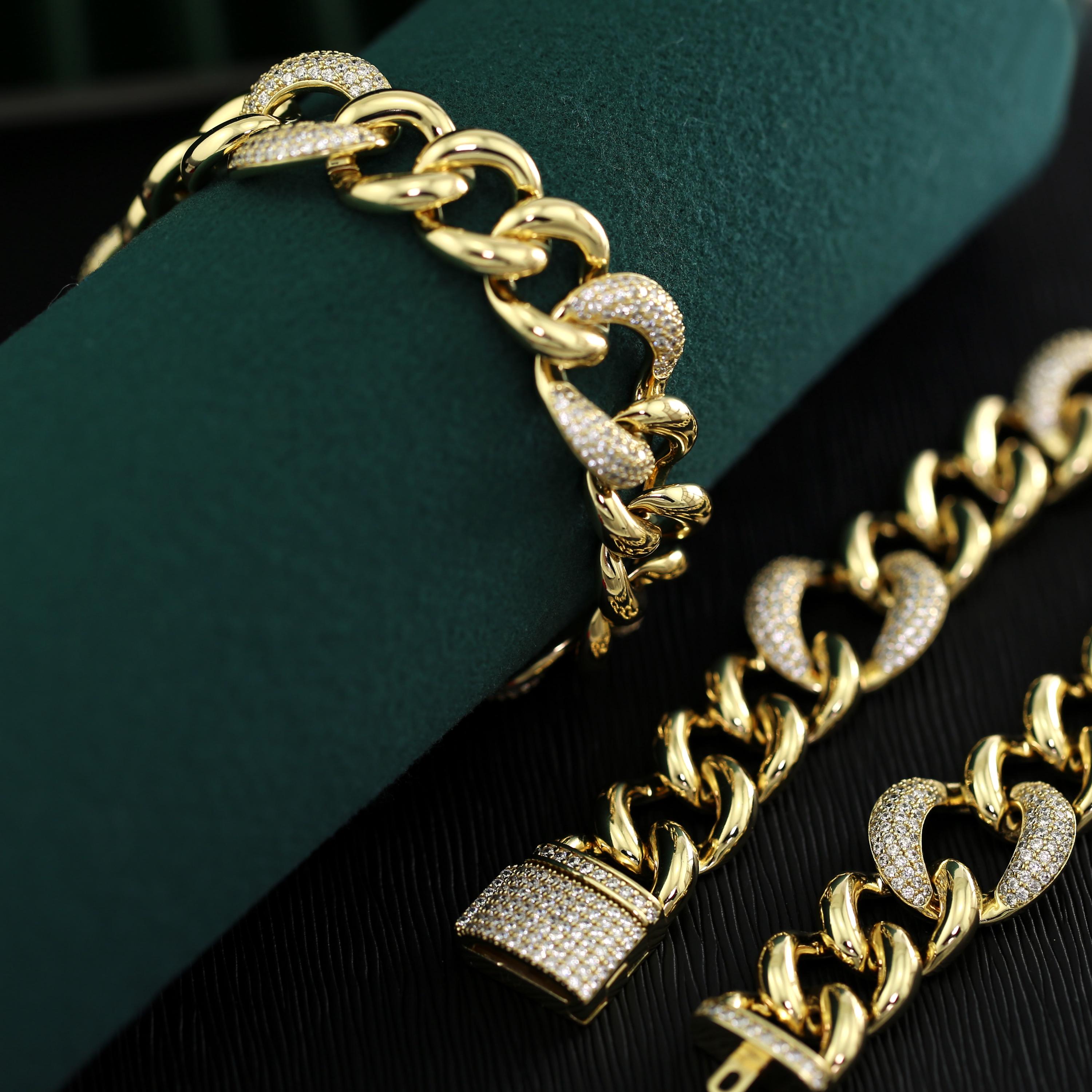 2016 Nuovo BRACCIALE COLLANA DA UOMO RIEMPO IN ORO GIALLO 24K 24