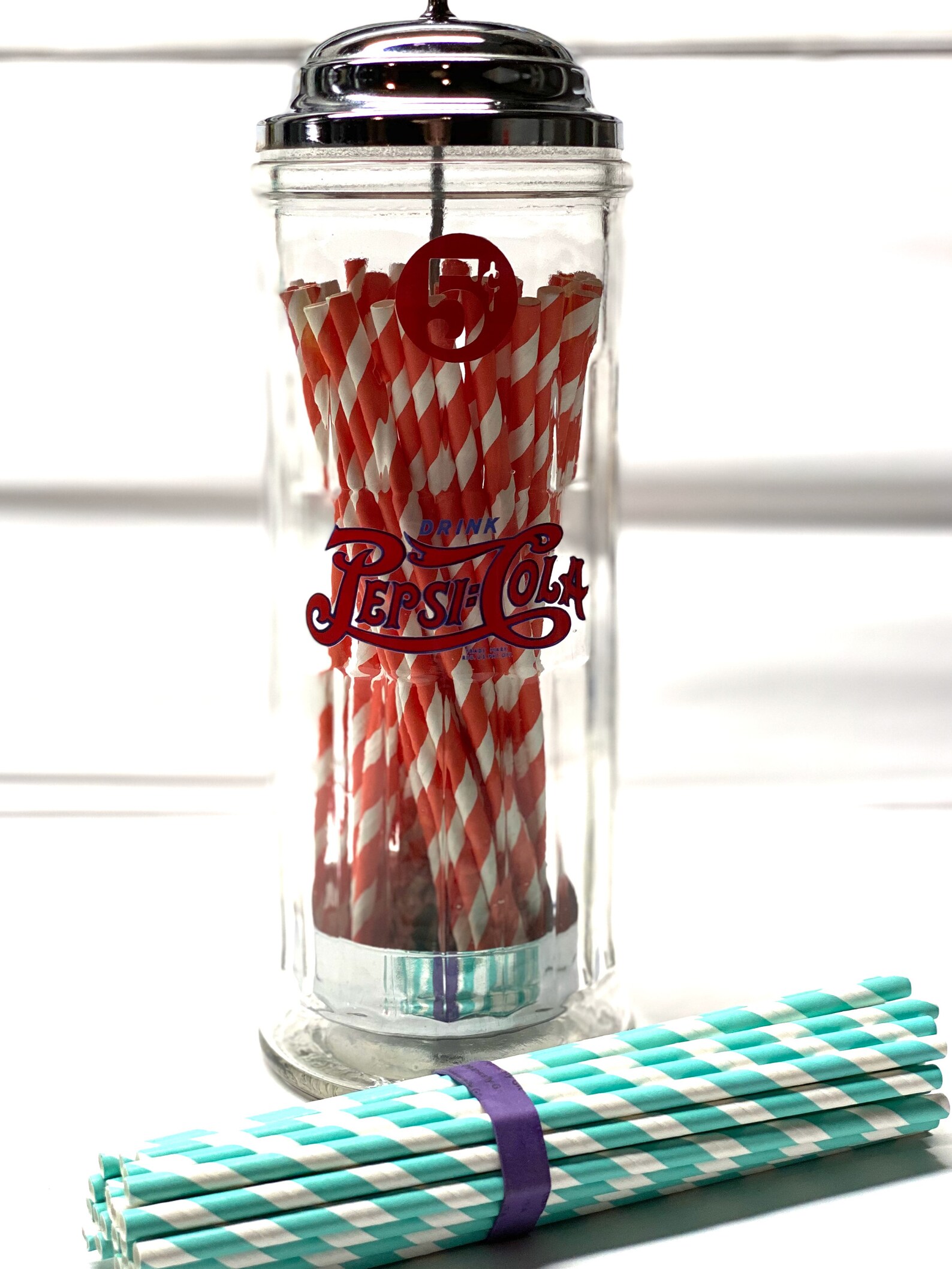 PEPSICOLA Glass Straw Dispenser Etsy