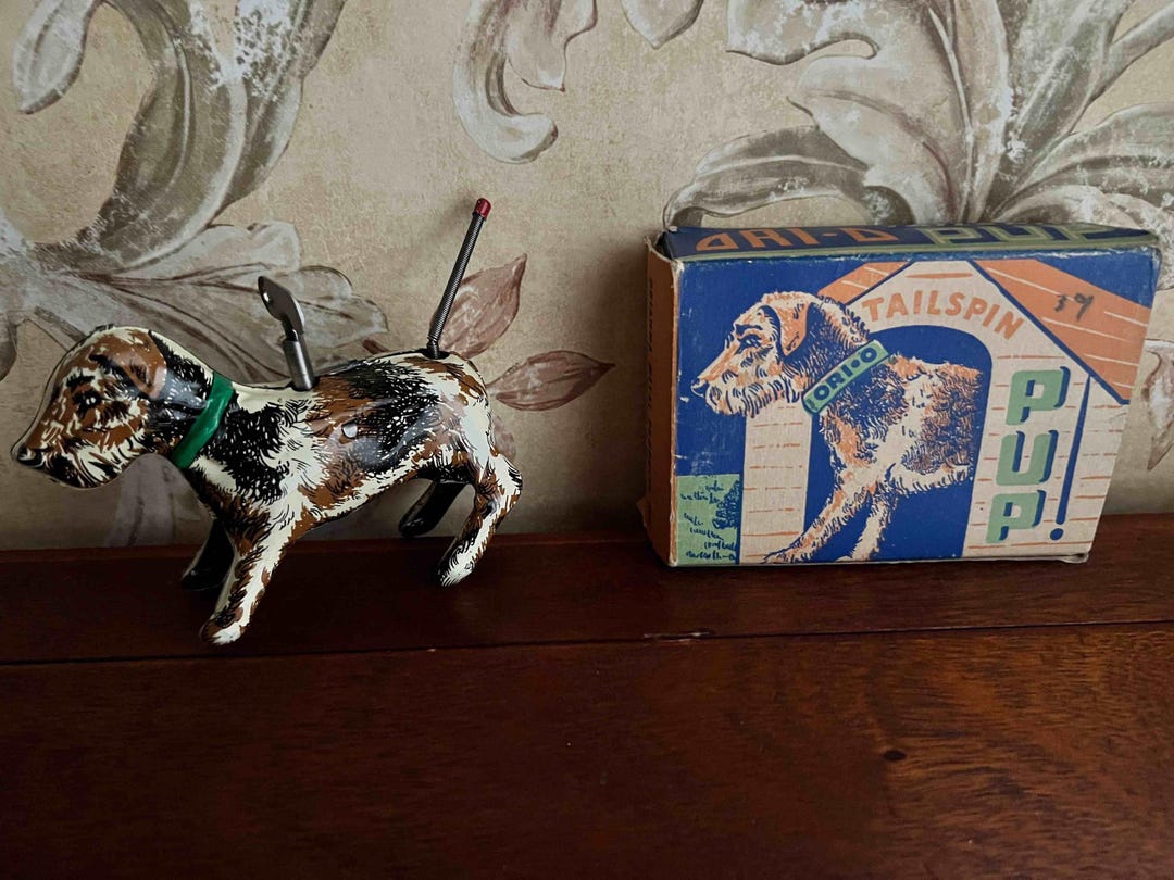 Vintage Tailspin Tin Dog With Box and Key - Etsy
