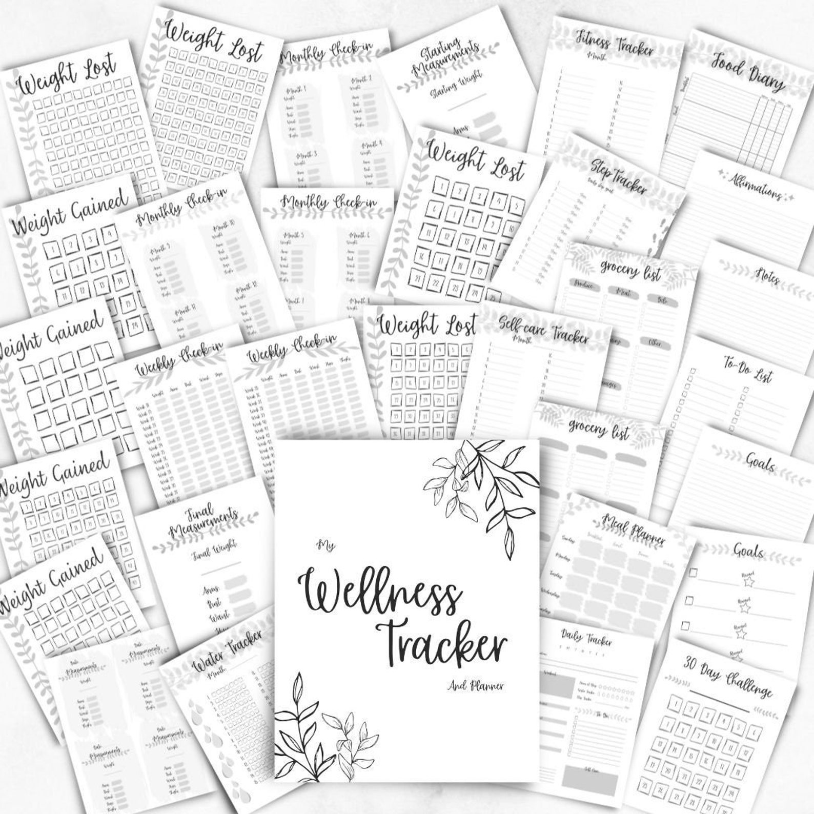 Wellness Tracker and Journal Fitness Printable Bundle Etsy