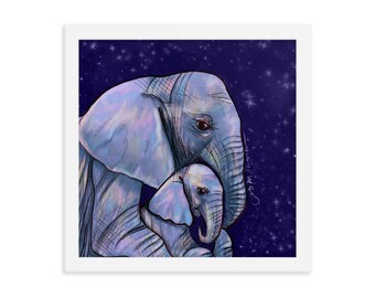 Framed Elephant Love Art Print "Always Be My Baby"