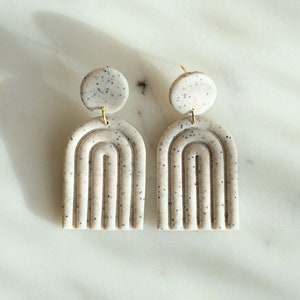 Earrings | Polymer clay earrings | Polymer clay | Unique | bow | Rainbow | Beige| Gold | Jewelry | statement