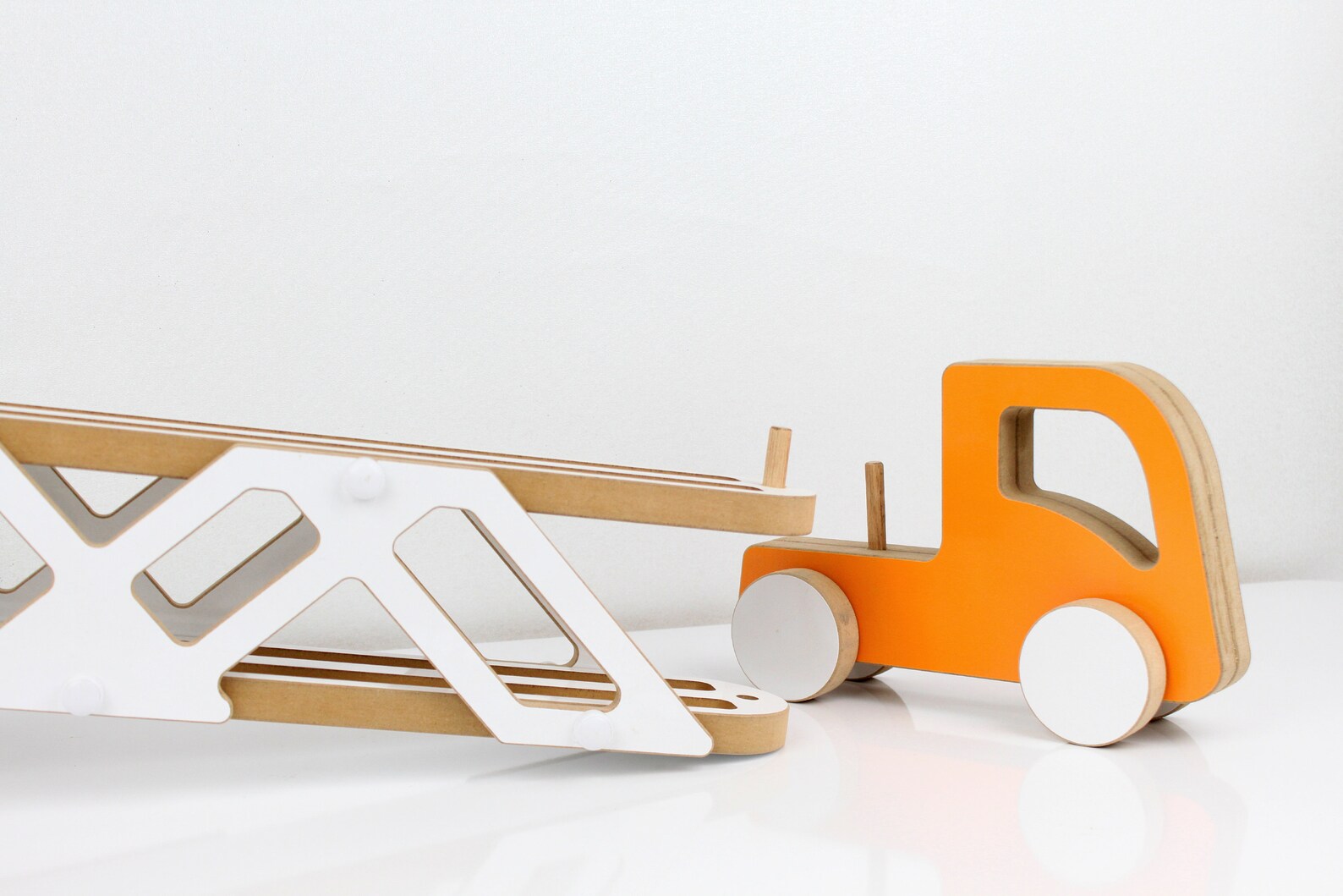 Playbox Car Carrier Truck and Cars Wooden Toy Set with 1 Carrier Truck and 3 Cars