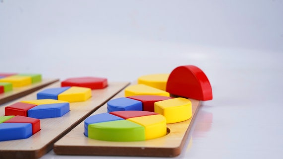 Puzzle Géométrique En Bois Montessori - Apprentissage Formes Et Couleurs Pour Bébés Dès 1 An
