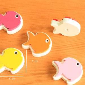 Fish Knobs for Drawer and Dresser, Natural Wooden Fish Nursery Knobs for Kids Room, Dresser and Drawer Bedroom Handle
