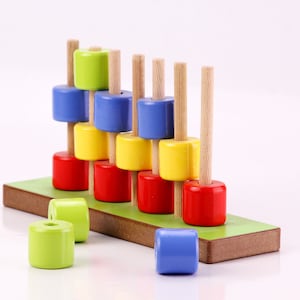 3D Zylinder Lernturm Spiel für Kleinkinder und Kinder | Lernform und Farbtier | Montessori Spielzeug 1 Jahr alt | Holz Stapelspielzeug