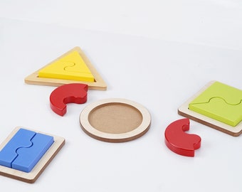 Geometric Single Shape Montessori Puzzle and Color for Toddler, Children Early Education Puzzle
