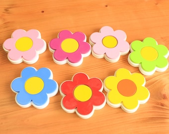 Boutons de fleurs pour tiroir et commode, boutons de pépinière en bois naturel pour chambre d’enfants, commode et poignée de chambre à coucher de tiroir