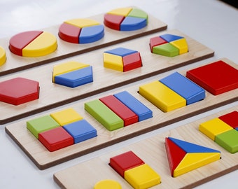 Geometrische vorm puzzel, natuurlijk hout, puzzel voor baby &peuter speelgoed cadeau, sensorische oog hand vroege educatie, montessori voor 1 jaar oud