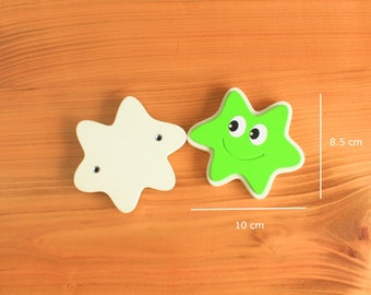 Cute Star Knobs for Drawer and Dresser, Star Wooden Nursery Knobs for Kids Room, Dresser and Drawer Bedroom Handle