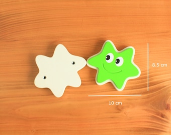 Niedliche Sterne Knäufe für Schubladen und Kommode, Stern Holz Kinderzimmer Knäufe für Kinderzimmer, Kommode und Schubladen Schlafzimmer Griff