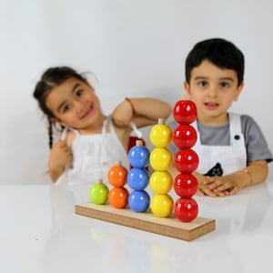 Sphere Arranging, Montesorri Game for Early Education, Toy for Toddler, 1 year old girl and boy gift, Montessori Infant Toy image 1