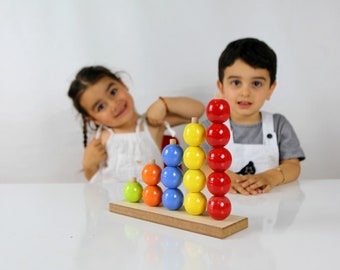 Sphere Arranging, Montesorri Game for Early Education, Toy for Toddler, 1 year old girl and boy gift, Montessori Infant Toy