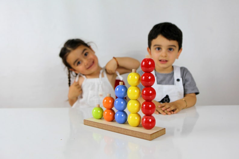 Sphere Arranging, Montesorri Game for Early Education, Toy for Toddler, 1 year old girl and boy gift, Montessori Infant Toy image 1