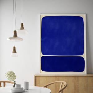 Kobalt Blau Abstrakt Wand Kunst druckbare, moderne minimalistische digitaler Download, Mid-Century Style Bold Art für Wohnzimmer oder Büro-Dekor