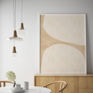 Arte de parede grande, arte abstrata moderna, decoração de parede em tom neutro, pôster minimalista orgânico, arte bege para impressão, download instantâneo de decoração para casa