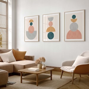 Set of 3 prints abstract, Digital download art prints, Geometric art print ,Modern wall art prints, neutral wall art, Printable wall art set