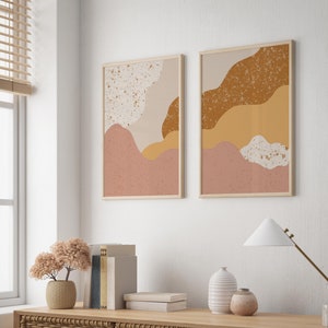 printable wall art set of 2, Boho Décor, abstract landscape, Abstract art print, boho wall art, warm colors wall art, earth tone wall art