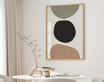 Neutral Abstract Art Print: Modern Japandi Wall Decor (Digital Download)