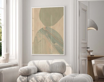 Japandi Salbei Grün Abstrakter Kunstdruck: Minimalistisches Zen Dekor (Digitaler Download)