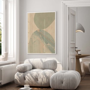 Japandi Sage Green Abstract Art Print: Minimalist Zen Decor (Digital Download)