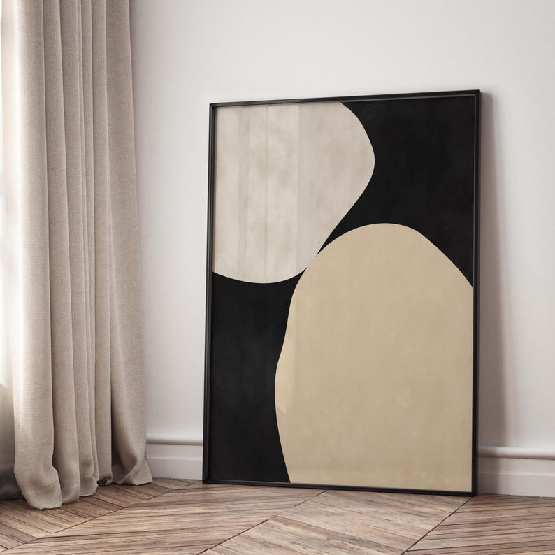 Beige and Black Abstract Art Print | Minimalist Japandi Decor (digital ...