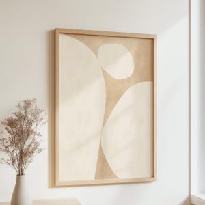 Impression d'art abstrait bio beige - Décoration scandinave minimaliste Japandi (téléchargement numérique)