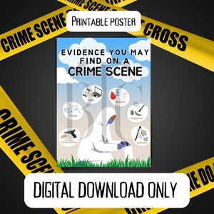 DIGITAL DOWNLOAD ONLY**Forensic Evidence On Scene Posters Bright Colorful Csi Science Teacher Teaching School Law Enforcement