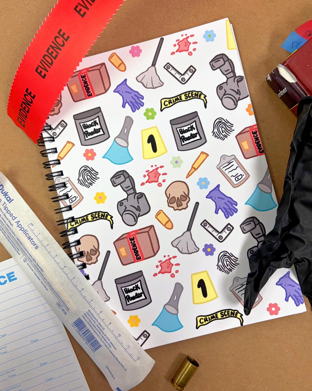 Forensic Science Notebook Crime Scene Things Retro All Over Print Spiral Notebook - Ruled Line ...