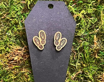 Shoe Print Wooden Stud Earrings Handmade DNA CSI, Forensic Science, True Crime, Forensic Gifts, Medical, Death Investigation