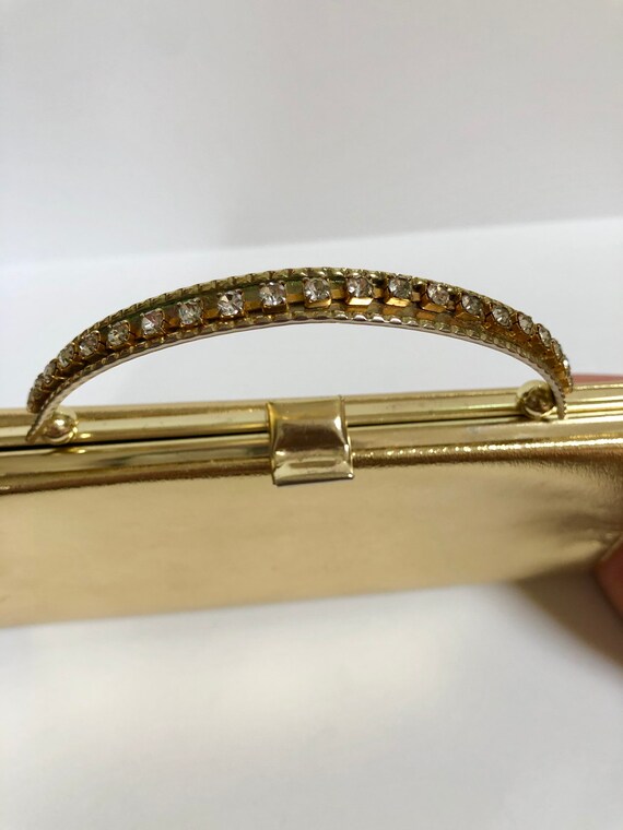 Vintage Gold Lamé Evening Bag with Gold Clasp and… - image 3