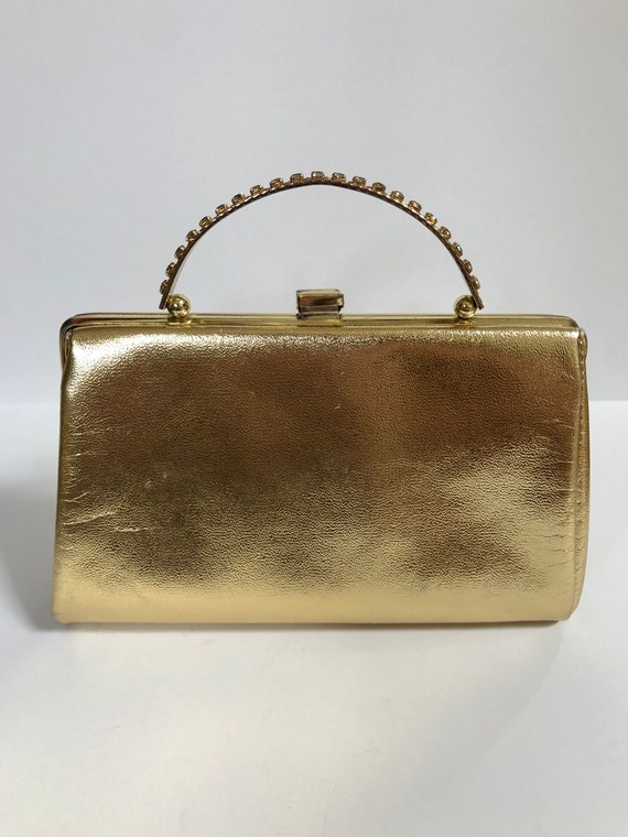 Vintage Gold Lamé Evening Bag with Gold Clasp and… - image 7