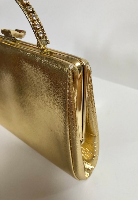 Vintage Gold Lamé Evening Bag with Gold Clasp and… - image 8