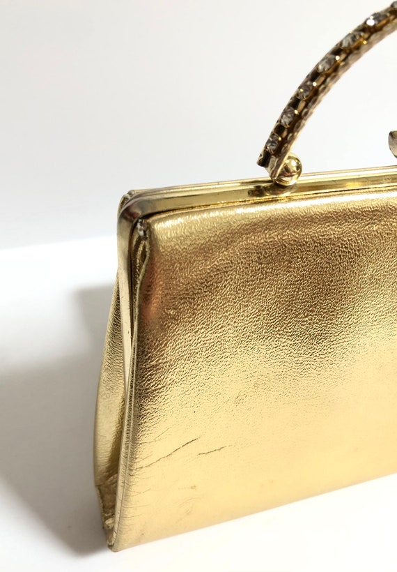 Vintage Gold Lamé Evening Bag with Gold Clasp and… - image 4